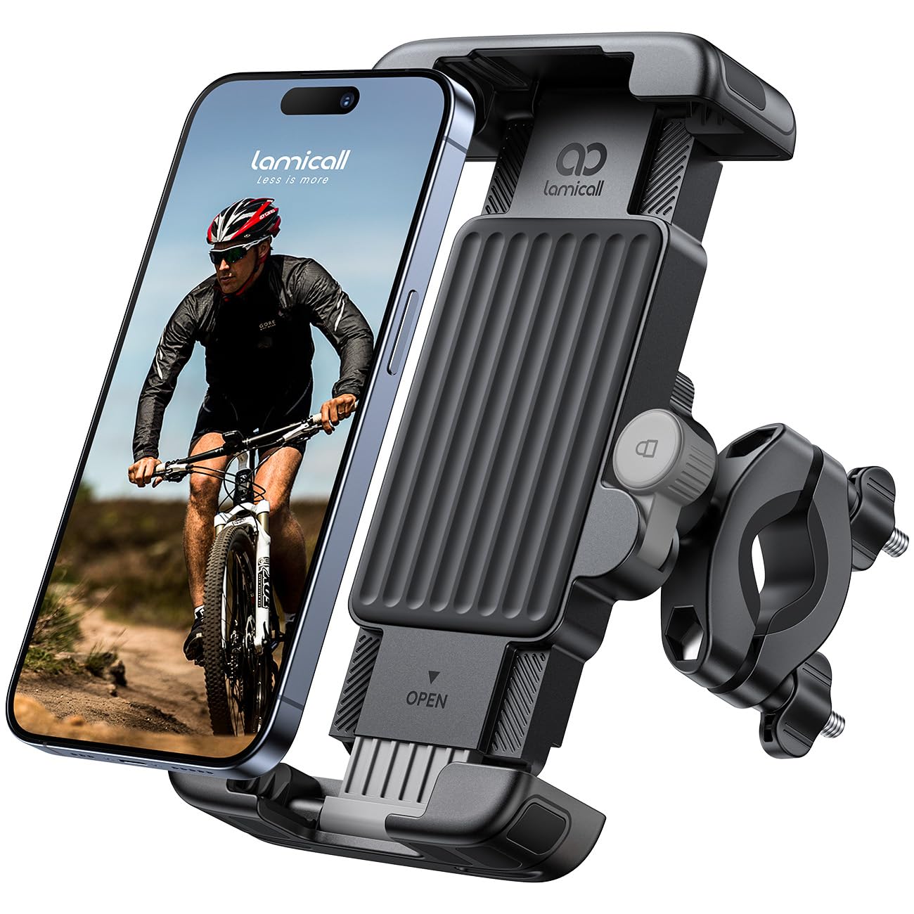 Lamicall Foldable Bike Phone Holder – Universal Handlebar Mount, Gray