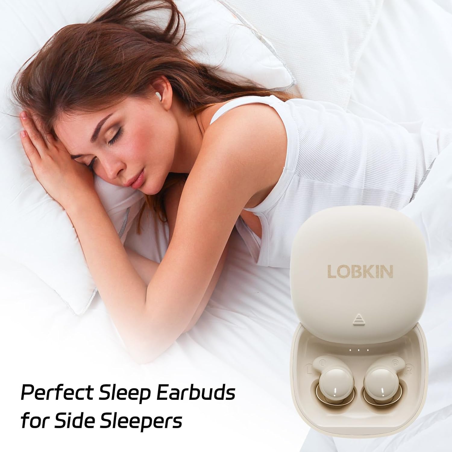 LOBKIN Sleep Headphones – Bluetooth 5.4 Invisible Buds for Side Sleepers