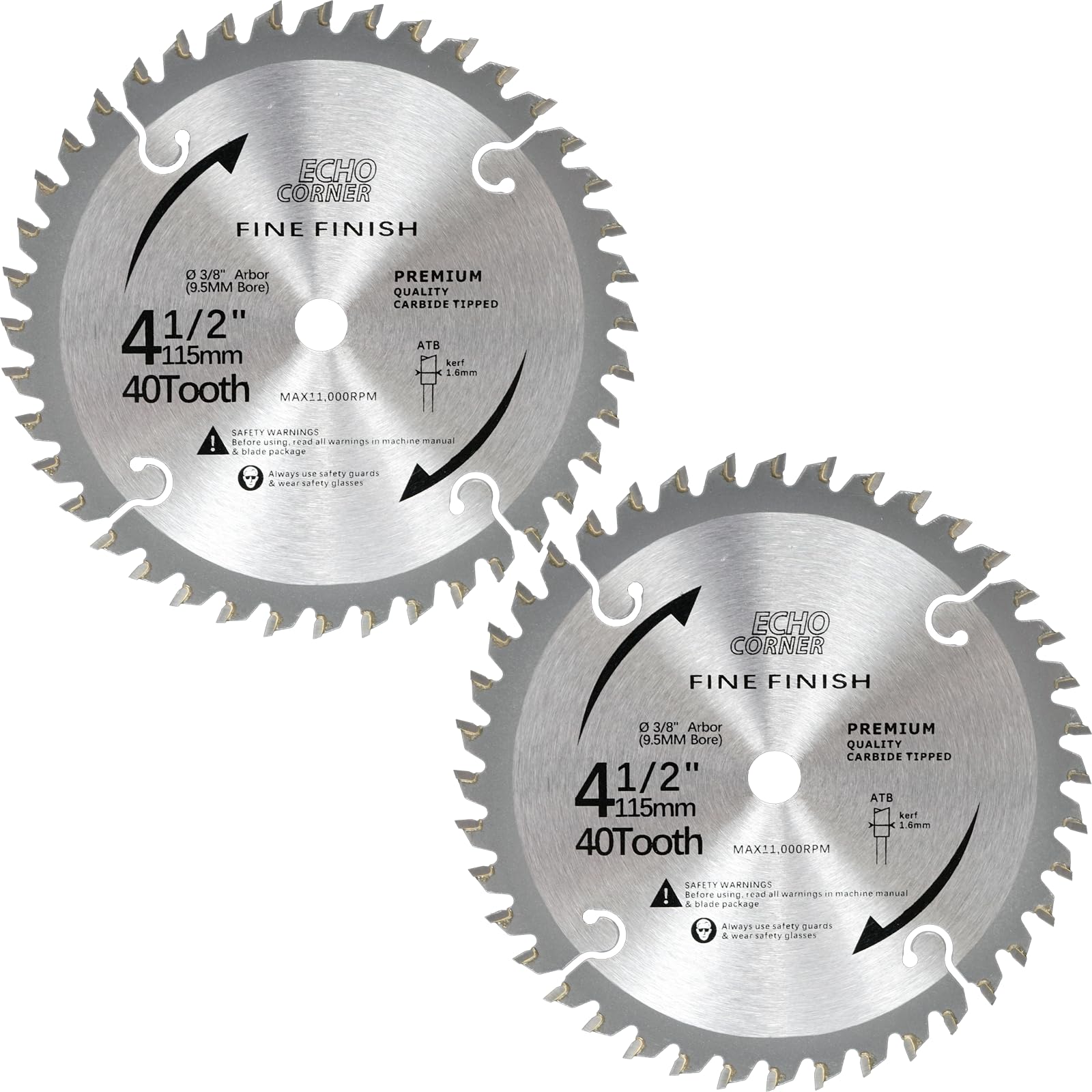 115mm Circular Saw Blade 2-Pack | 40T Fine Finish Wood