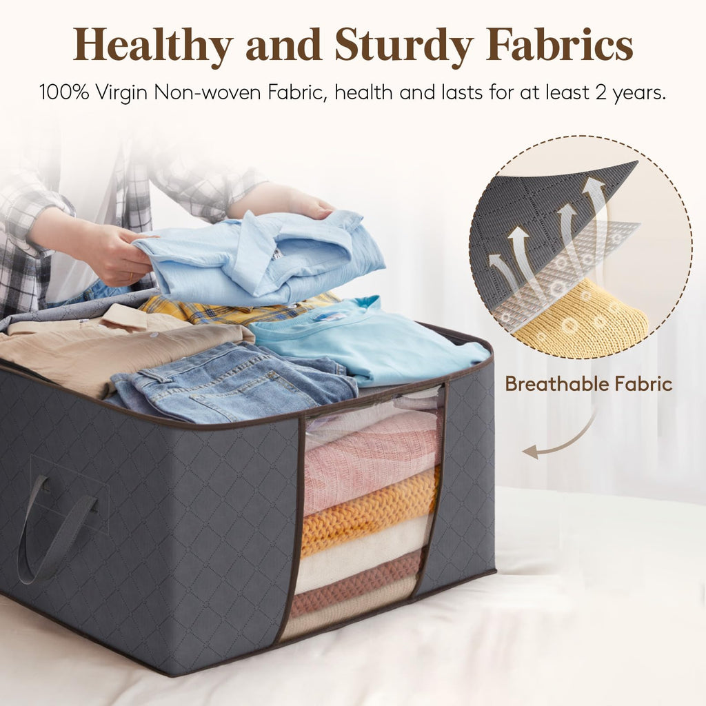 Lifewit 60L Clothes Storage Bags, Foldable Storage Box Moving Bags Wardrobe Storage Organiser Packing Boxes for Moving House with Clear Window for - image 3