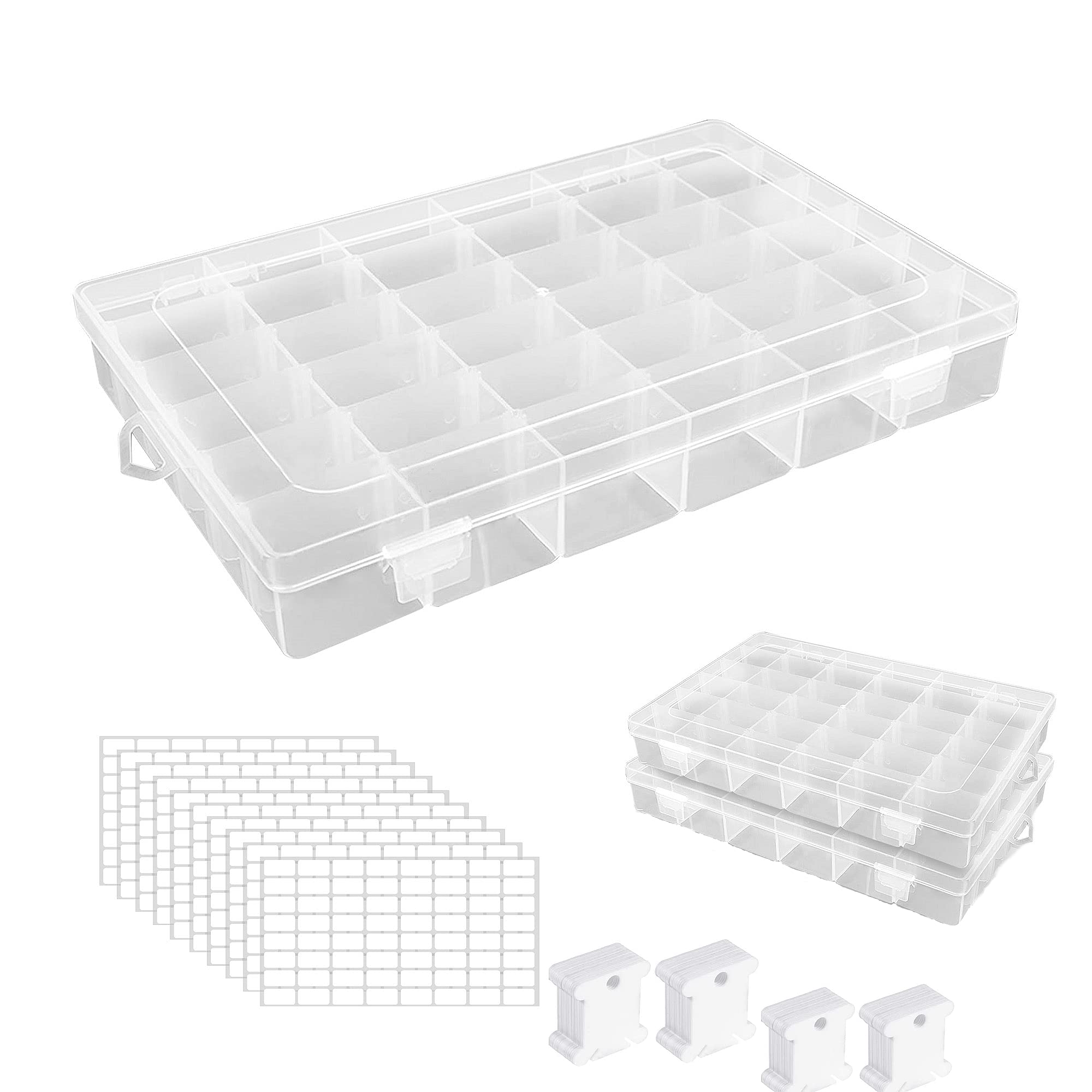 AZKEEGREY 36-Grid Embroidery Floss Organizer Box with 200 Bobbins, 2 Pack