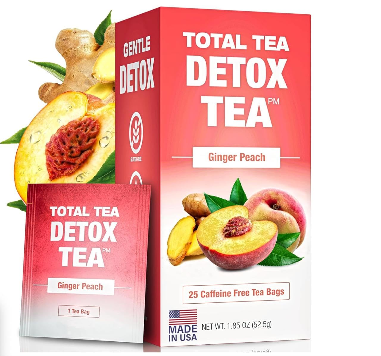 Total Tea Caffeine Free Slimming Detox Tea - Ginger & Peach (25 Bags)