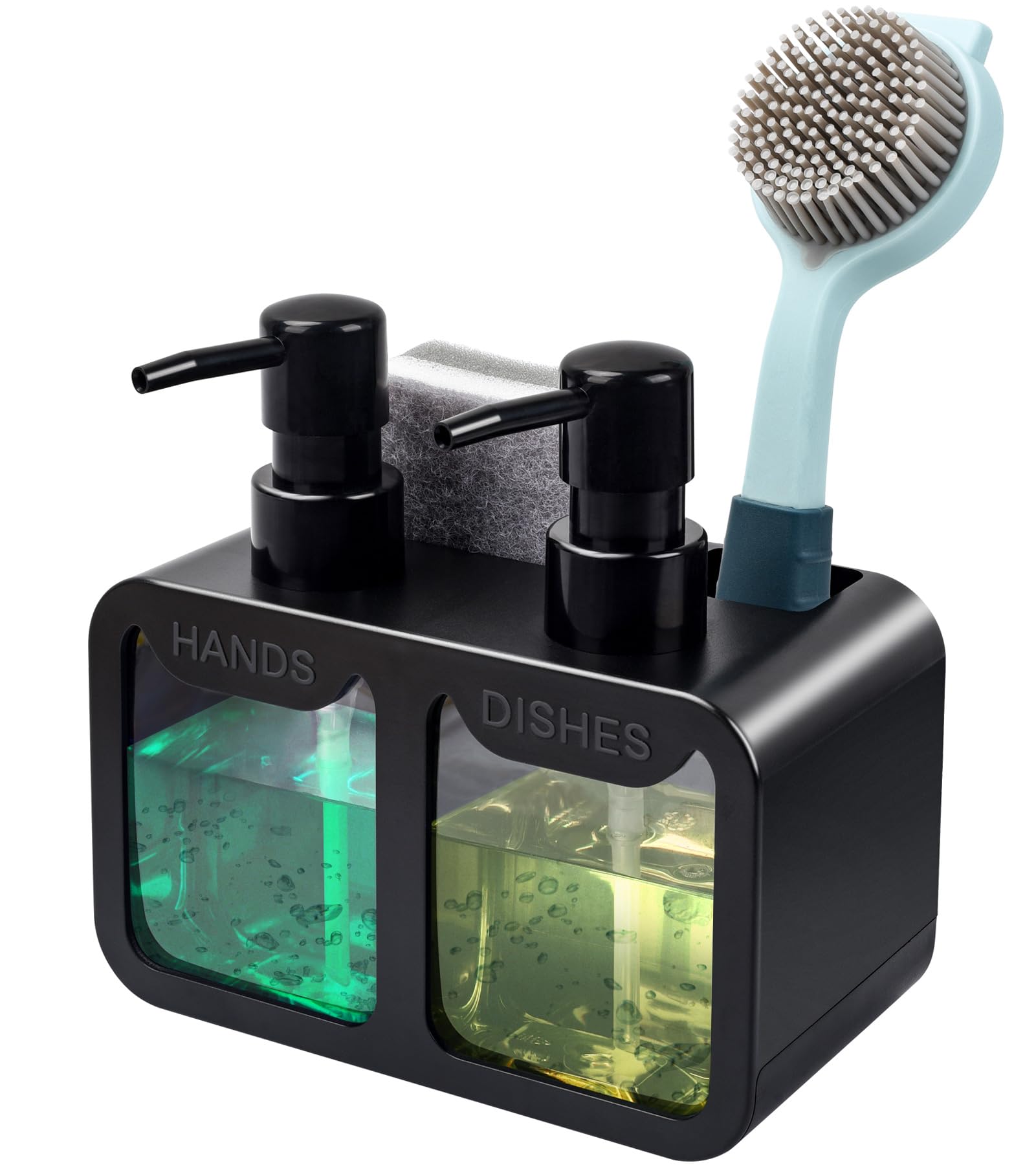 Jolof Store 4-in-1 Kitchen Soap Dispenser Set with Sponge Caddy – Black