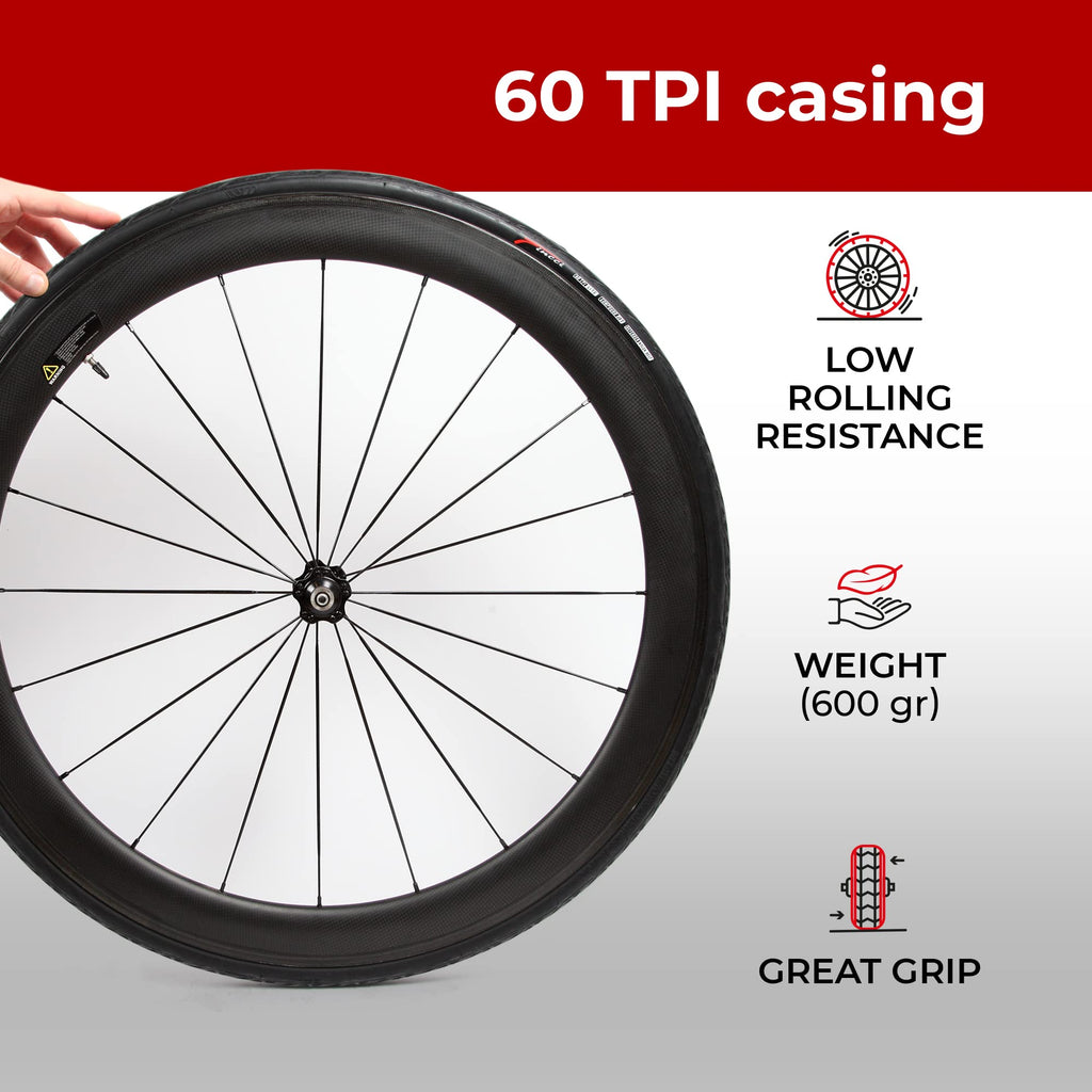 Fincci 700x25c Road Bike Tyres - Pair 3mm Puncture Protection 60 TPI