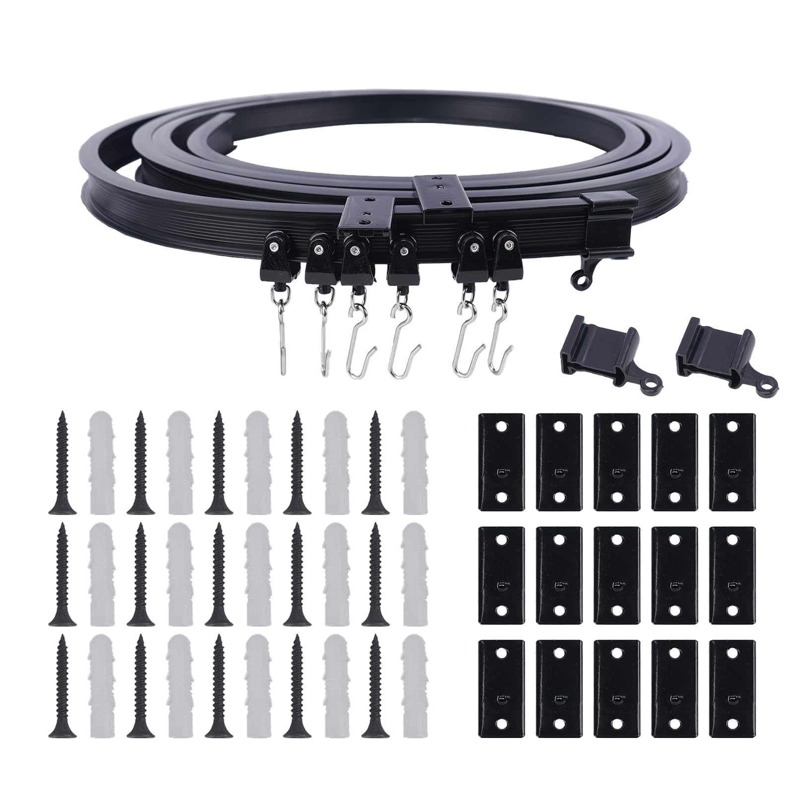 KJLEEN 5M Flexible Ceiling Curtain Track – Heavy Duty Bendable Rail, Black