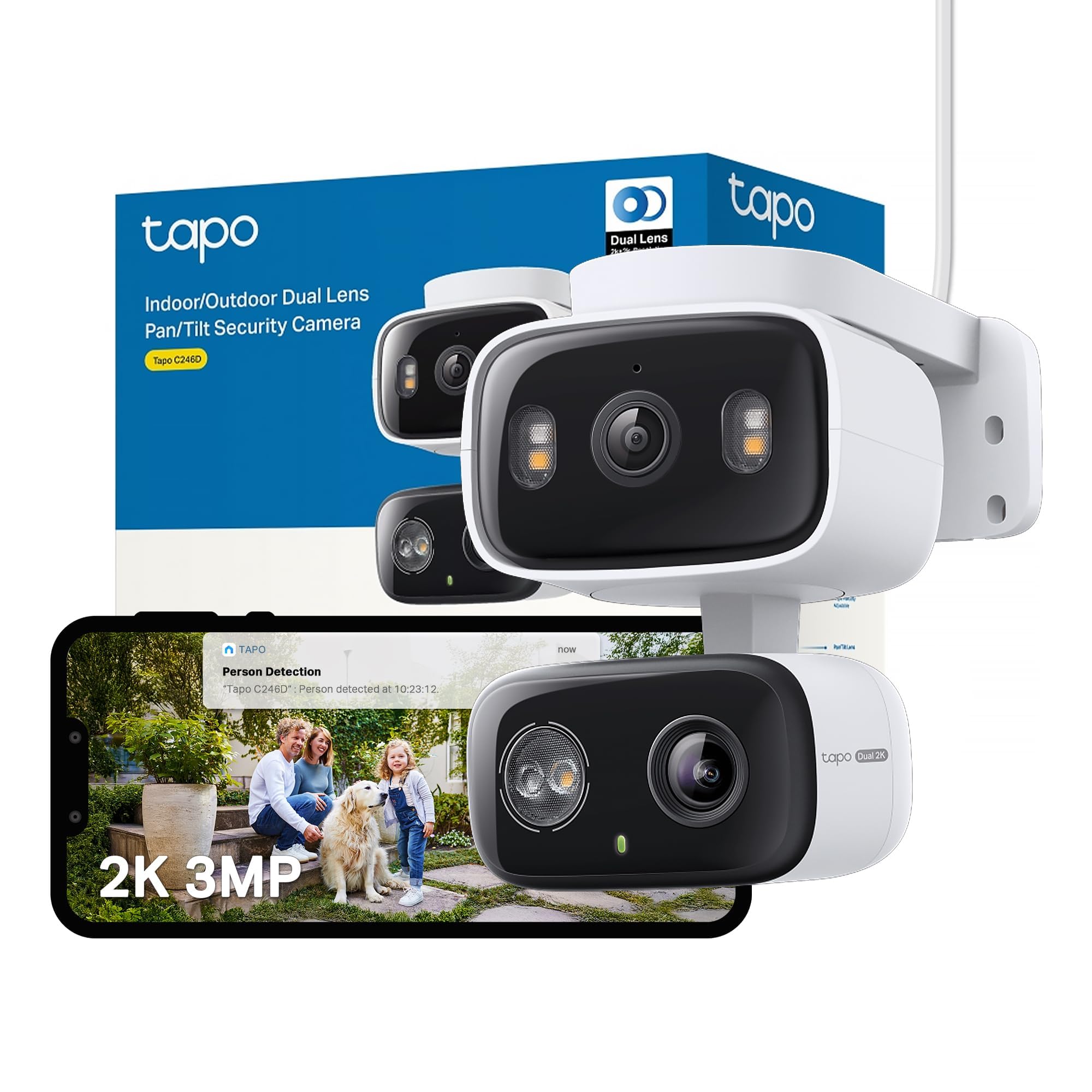 Tapo C246D 2K 3MP Dual Lens Outdoor Security Camera – AI Detection
