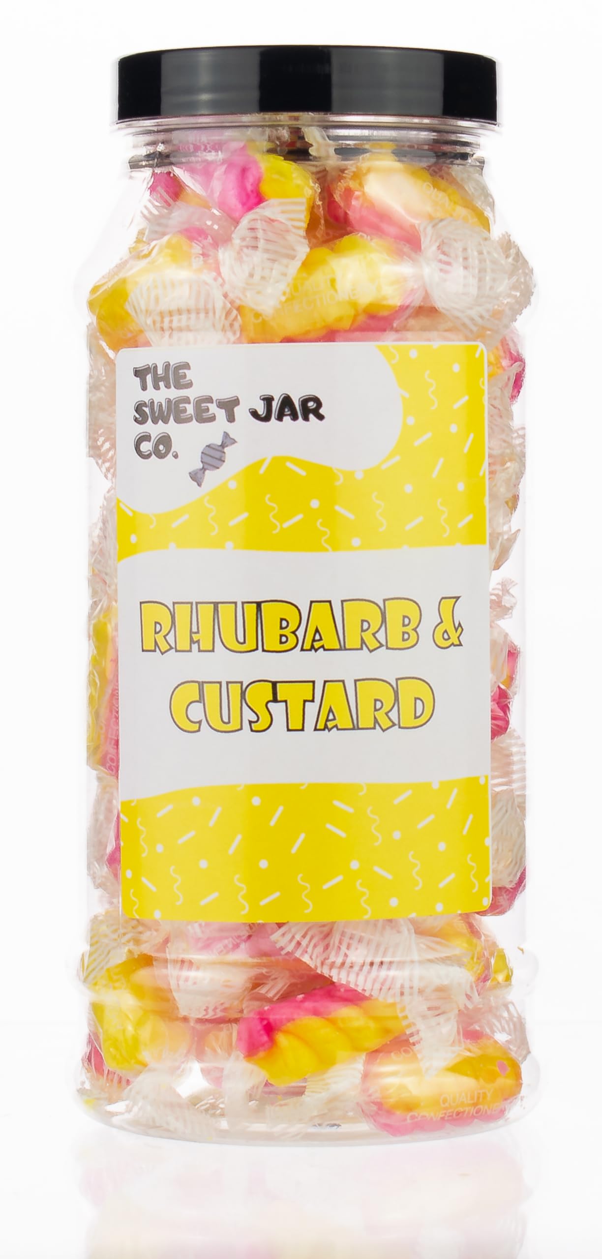 Rhubarb & Custard Boiled Sweets – Traditional Retro Candy Jar, 425g
