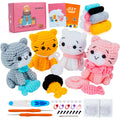 Jolof Store Cat Crochet Kit for Beginners | 4-Piece Amigurumi Animal Set