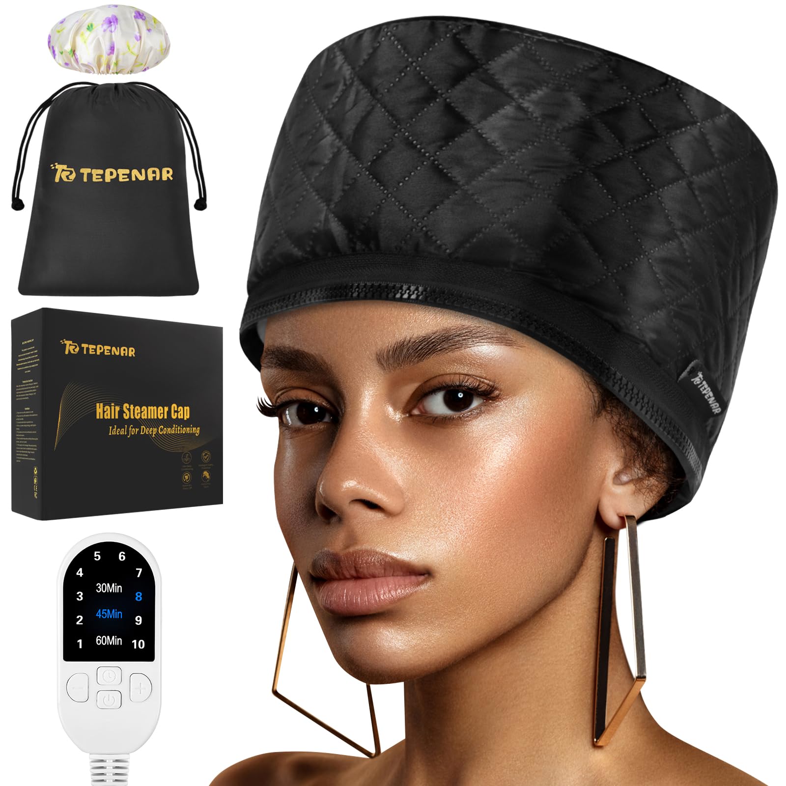 TEPENAR Electric Hair Steamer Cap – Thermal Heat Cap for Deep Conditioning