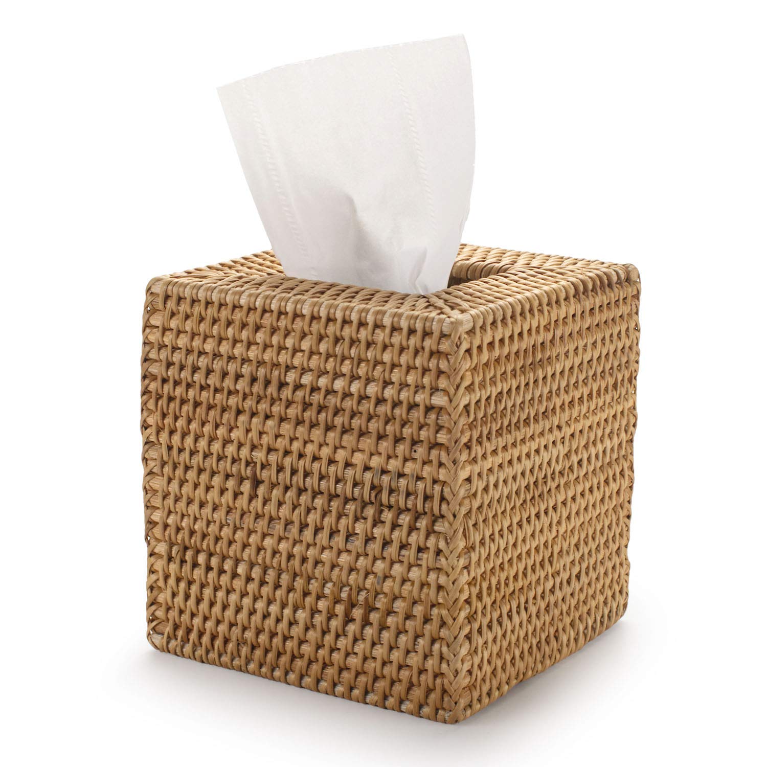 Rattan Tissue Box Cover – Natural Woven Napkin Holder