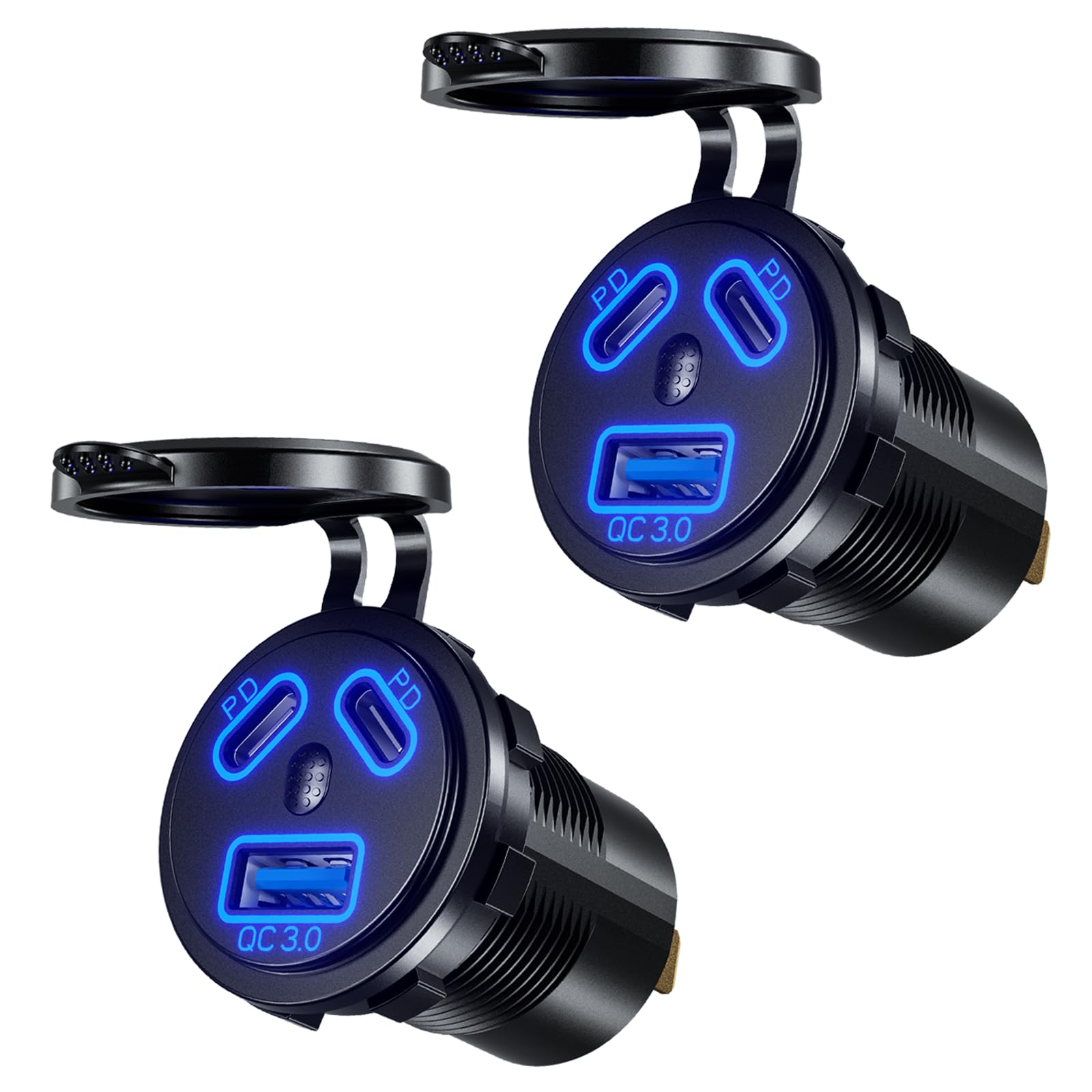 Thlevel Dual USB-C Car Charger Socket | Waterproof 12V/24V PD Fast Charge