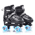 ERNAN Kids Adjustable Roller Skates | 8 Light Up Wheels - White, Small