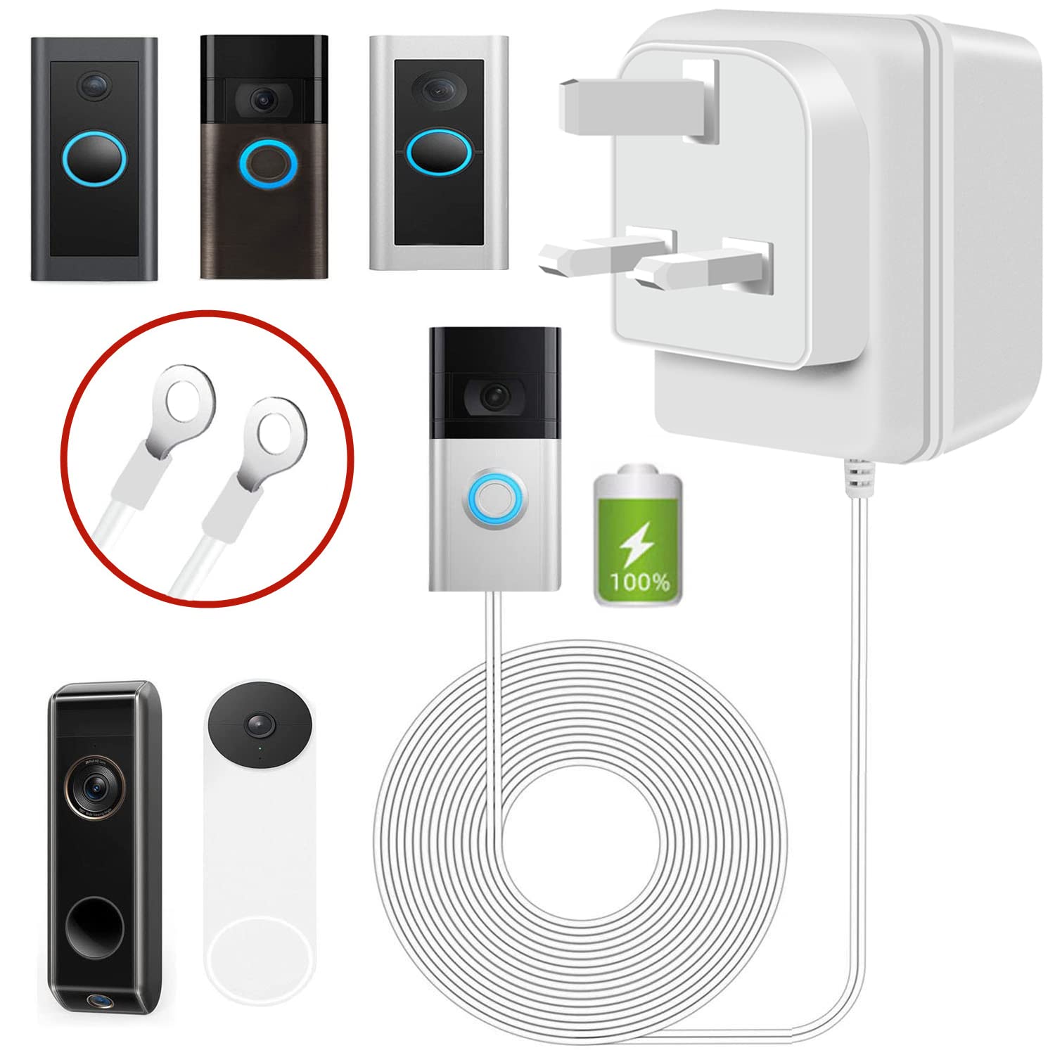24V 500mA Doorbell Transformer for Ring & Thermostat - 8M
