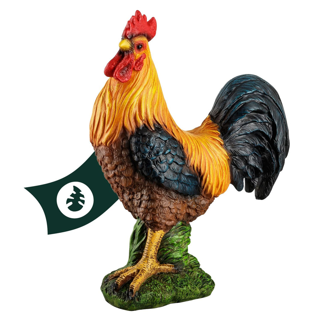 1PLUS Polyresin Cockerel Garden Figurine – Weatherproof Rooster Statue
