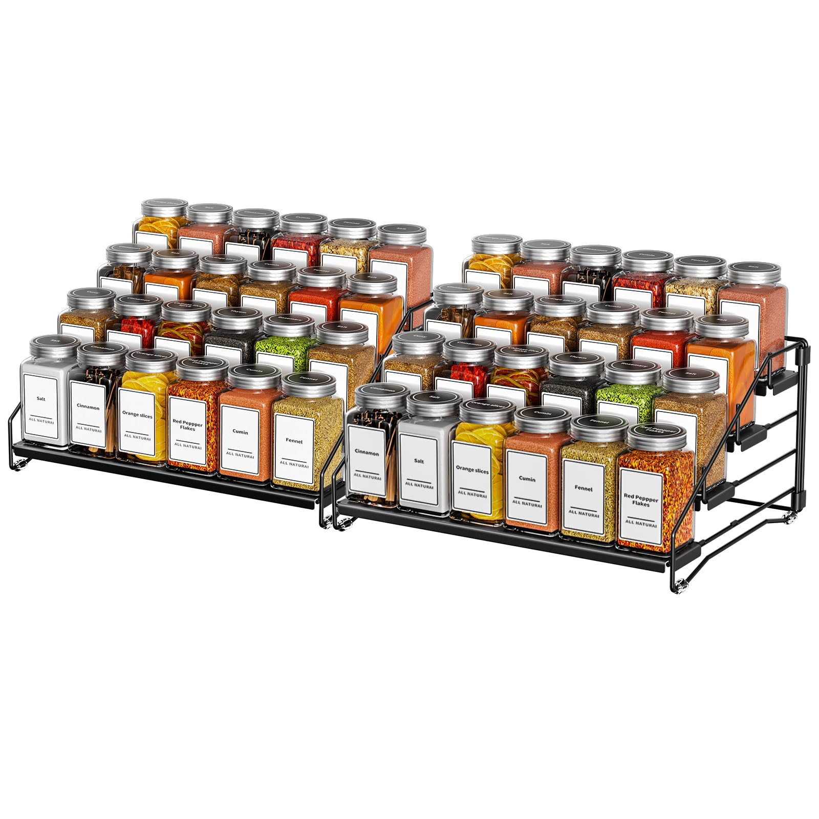 ZDDLOINP 4-Tier Metal Spice Rack | Depth Adjustable Cabinet Organizer
