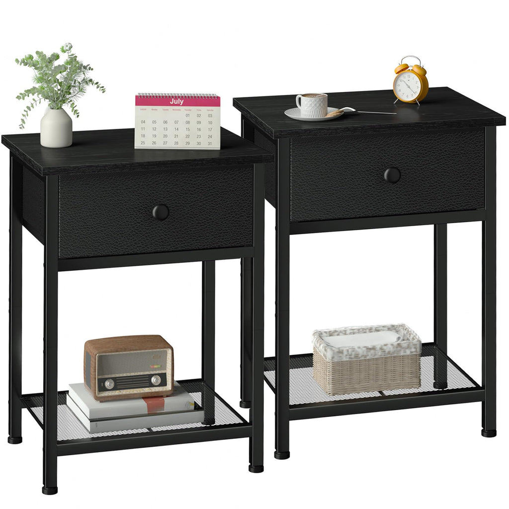 AMHANCIBLE Bedside Tables Set of 2, Side Tables with Fabric Drawers - image 1
