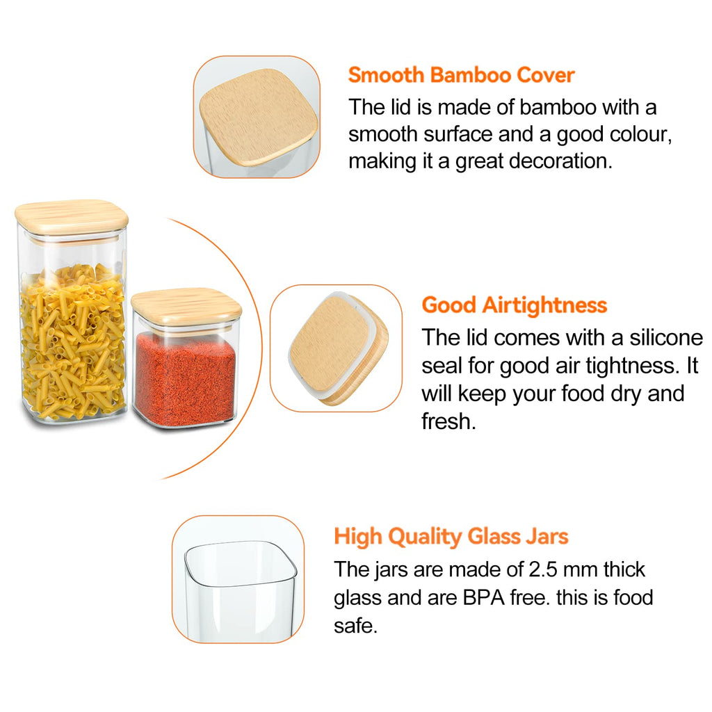 Finew 12-Pack Glass Storage Jars with Airtight Bamboo Lids | Jolof Store