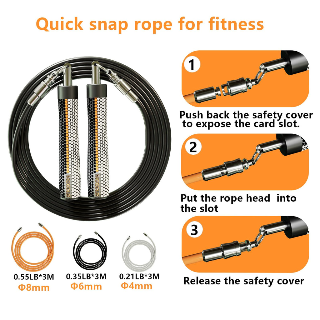 Mogold Weighted Jump Rope Set | Interchangeable PVC Steel Wires