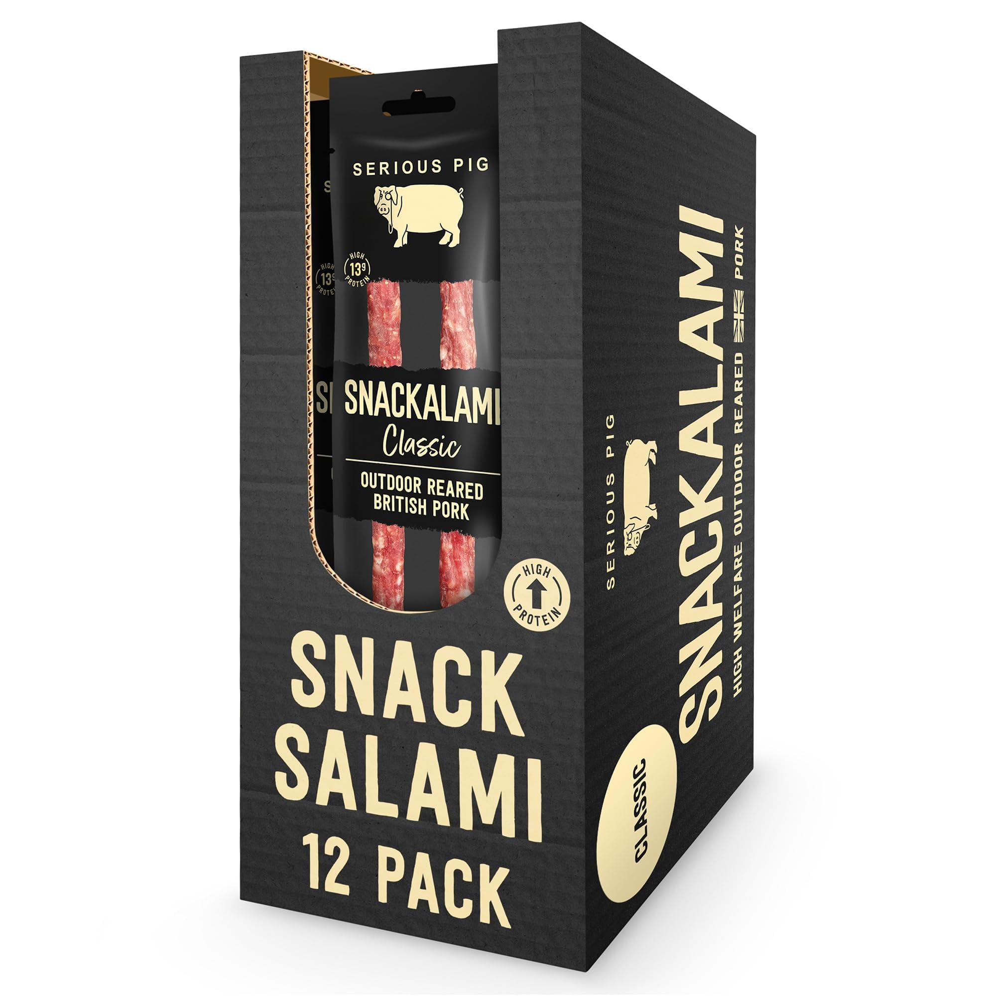 Serious Pig Snackalami Classic Salami Meat Snacks - 12 x 30g Multipack
