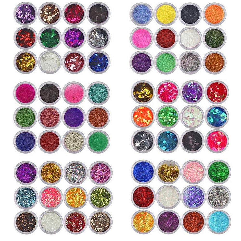XICHEN 72PCS Rainbow Nail Art Glitter Powder for Resin and Body Art