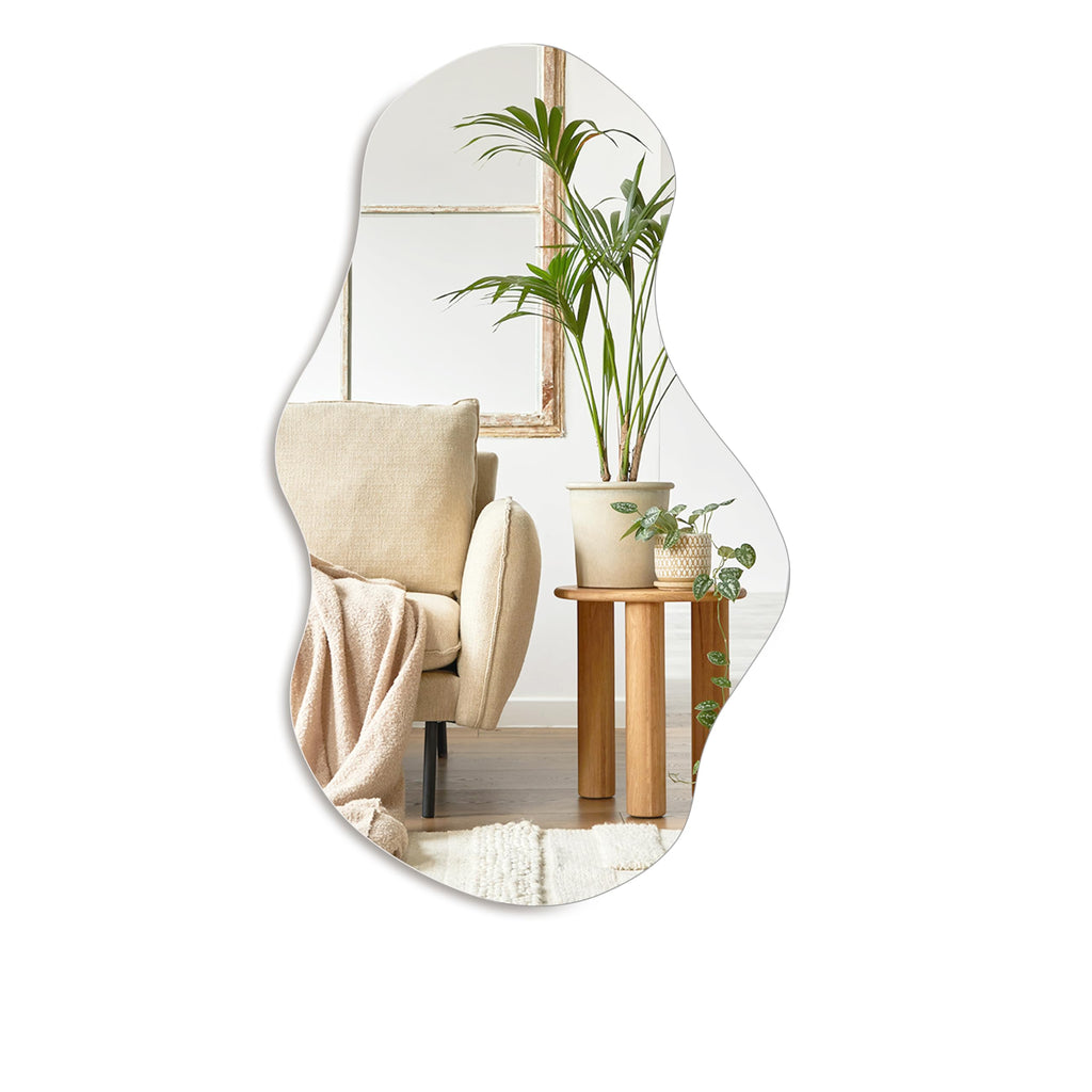 PERFNIQUE Irregular Wall Mirror – 89x53cm Frameless Cloud Design