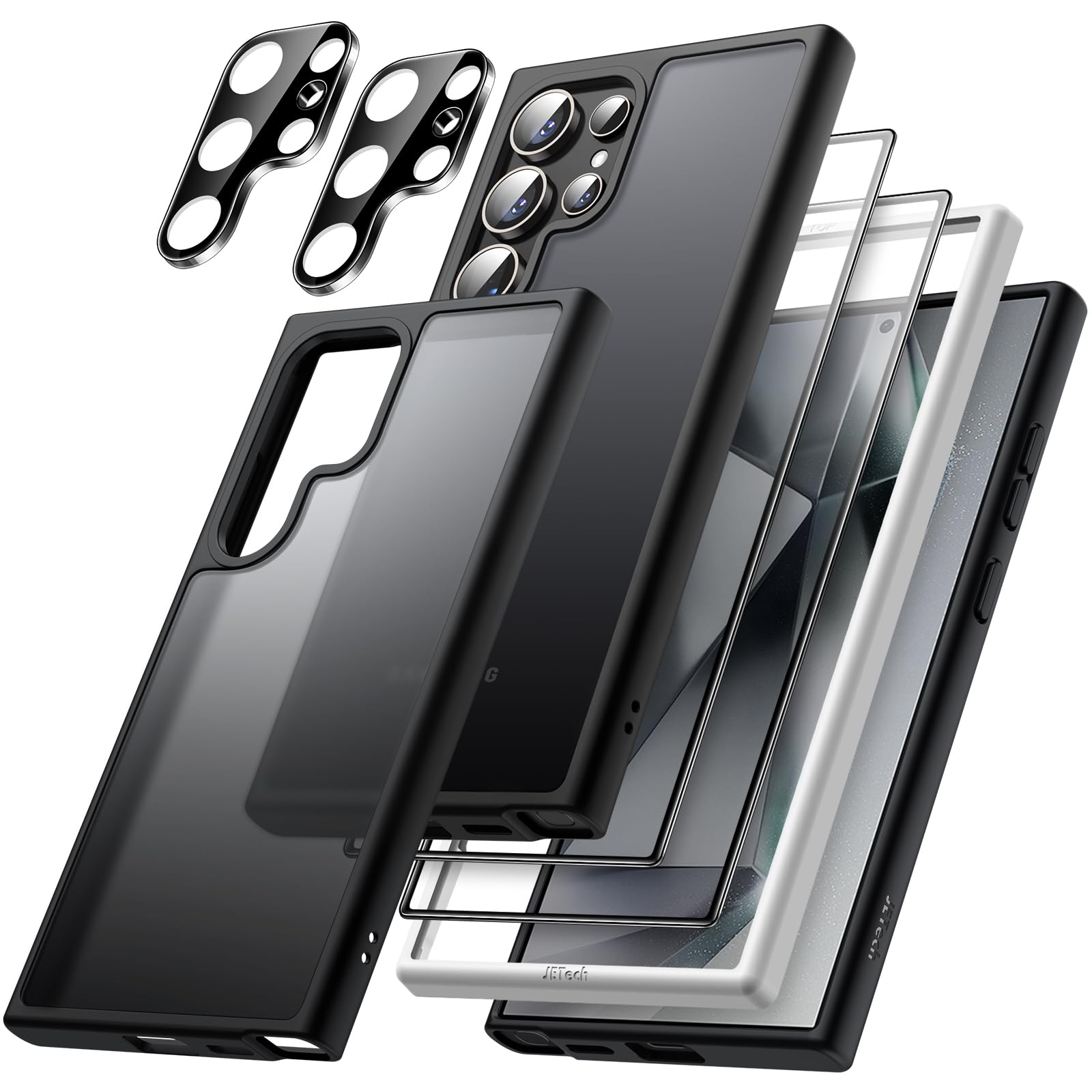 JETech 5-in-1 Matte Case for Samsung Galaxy S24 Ultra – Black