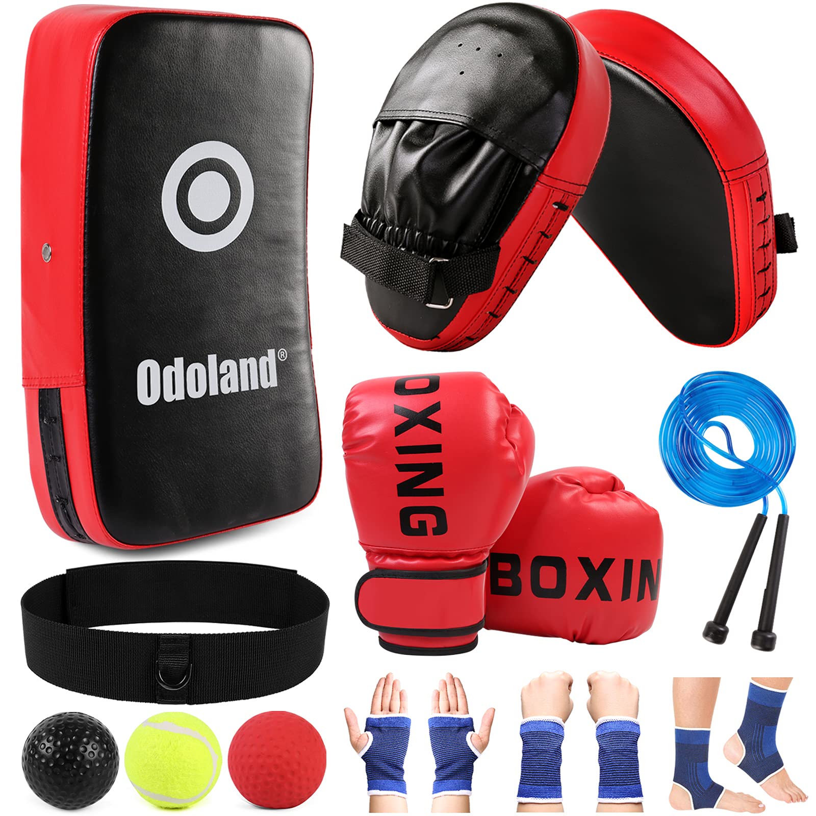 Odoland Kids Boxing Set | 6oz Gloves, Mitts & Kick Pad Training Gear