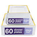 MATANA 120-Piece White Square Plastic Plates with Gold Rim for Parties
