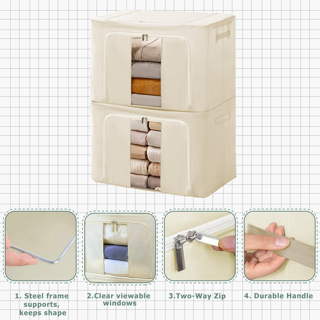 Jolof Store 2-Pack Stackable Closet Organizers – Foldable Oxford Storage Bins