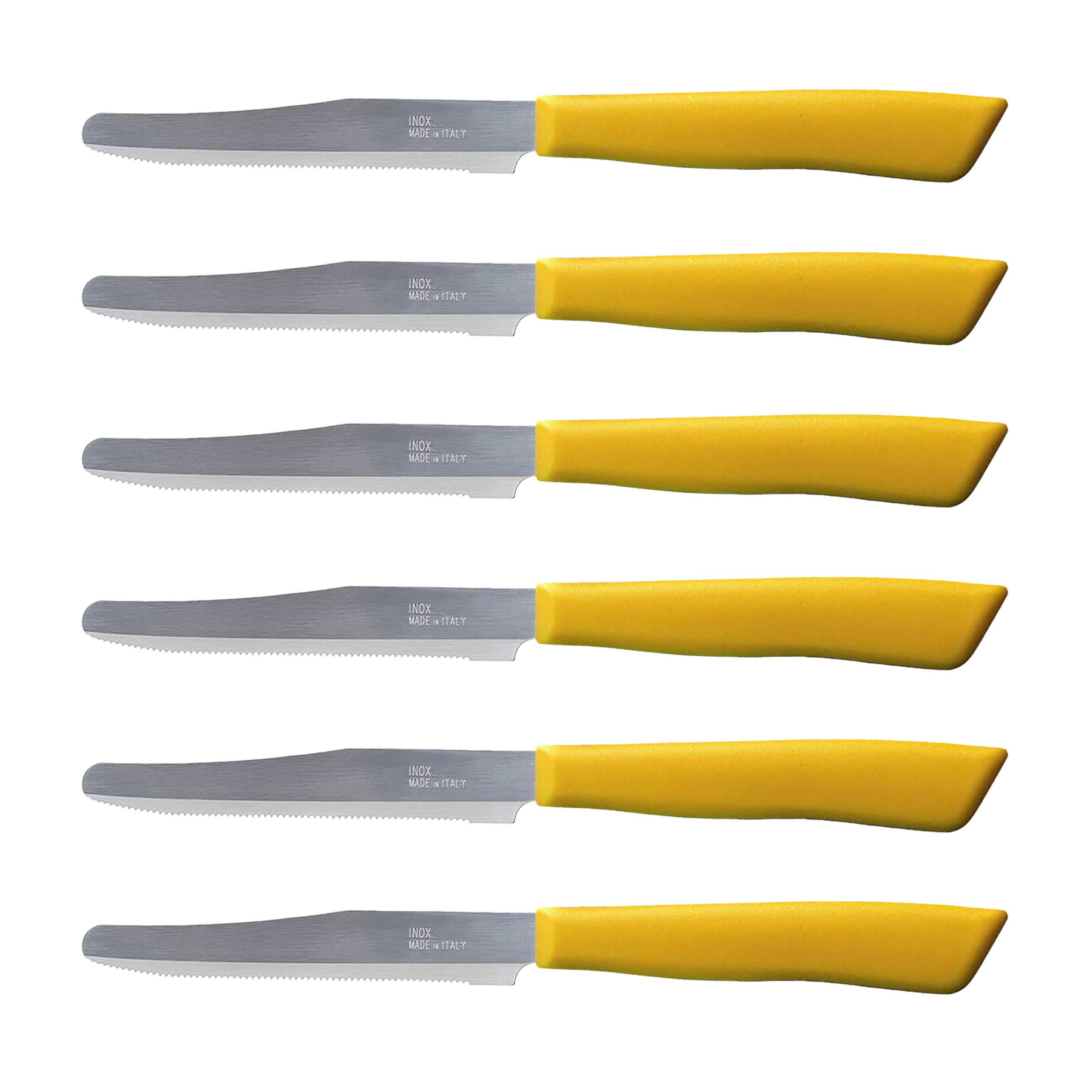 Tredoni 6-Piece Serrated Kitchen Knife Set - 11cm Stainless Steel, Yellow