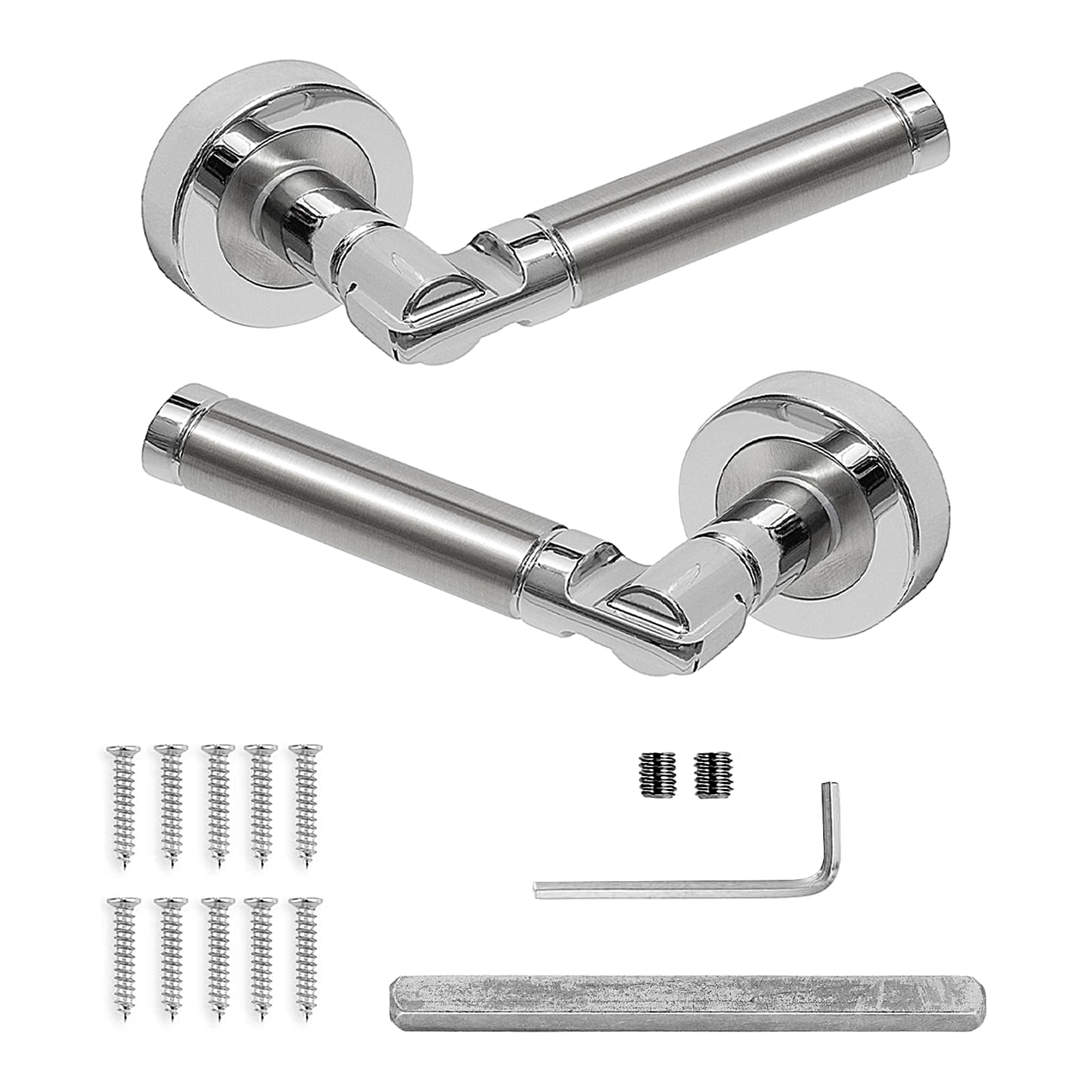 Decoranddecor Enigma Duo Colour Internal Door Handles – Silver Aluminium