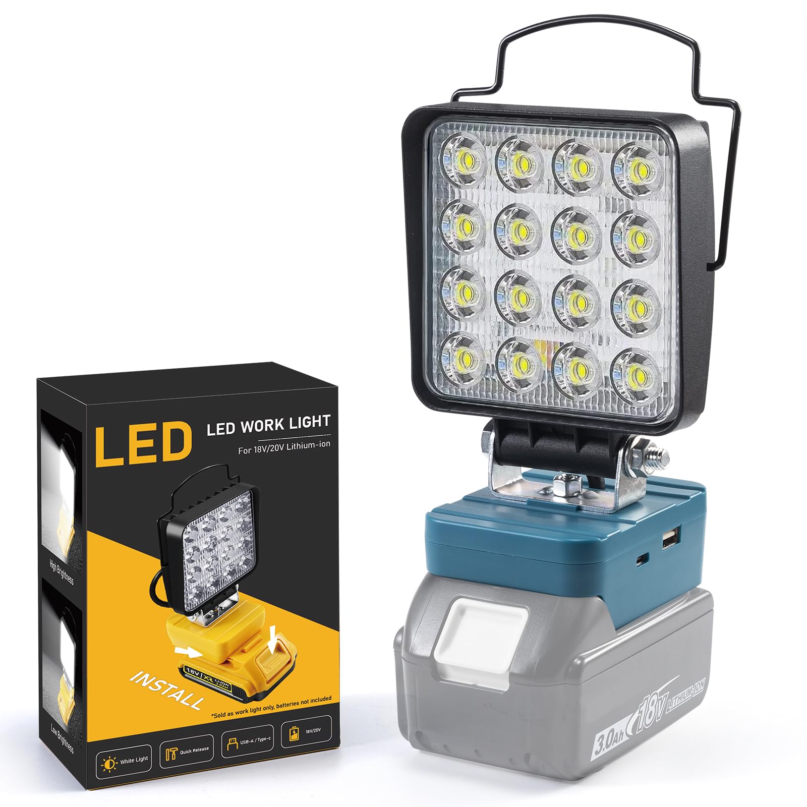 Jolof Store LED Work Light for Makita 18V - 4800LM Cordless Floodlight