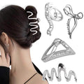 Ypkia 4 Pcs Large Metal Hair Claw Clips for Thick Hair – Silver Jaw Clips