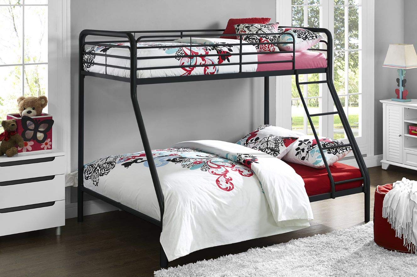 DHP Furniture Metal Bunk Bed – Single Over Double – Black Finish