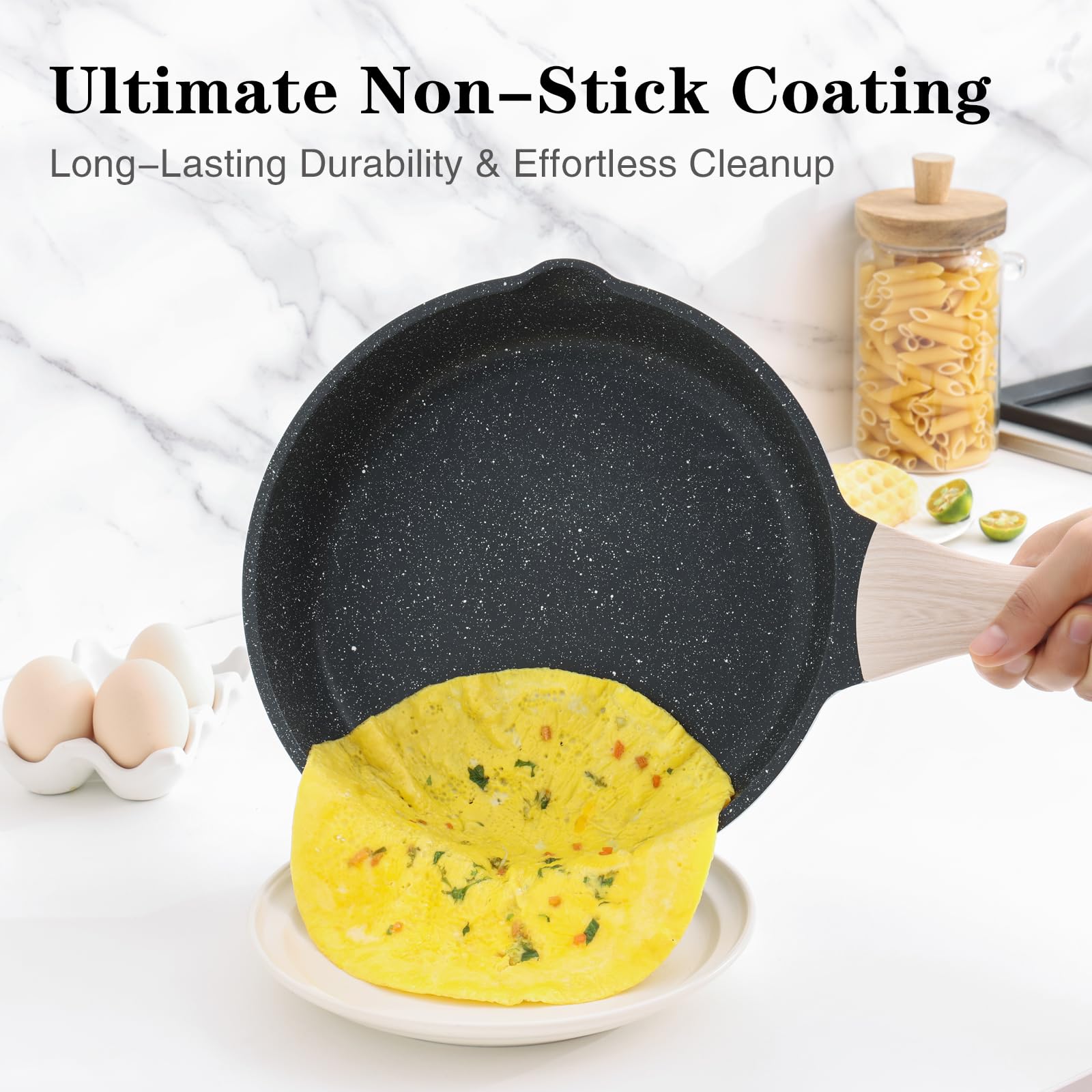 Kordisen Nonstick Frying Pan Set with Lids | 3-Piece Induction Skillet