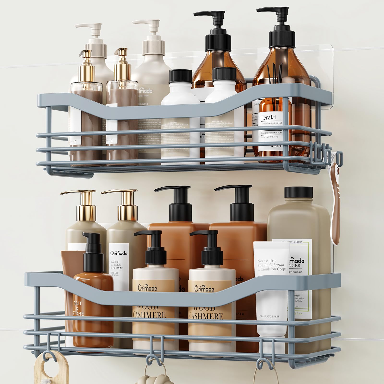 Orimade Shower Caddy – 2 Pack Rustproof Stainless Steel Adhesive Shelf