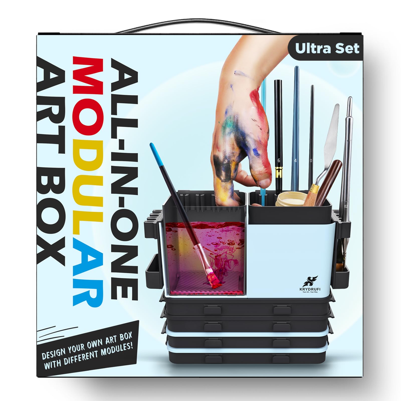 KRYDRUFI Modular Painting Station | Portable Wet Palette & Brush Cleaner