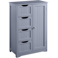 Yaheetech Bathroom Floor Cabinet, 4 Drawers & Door, Adjustable Shelf Gray - image 1