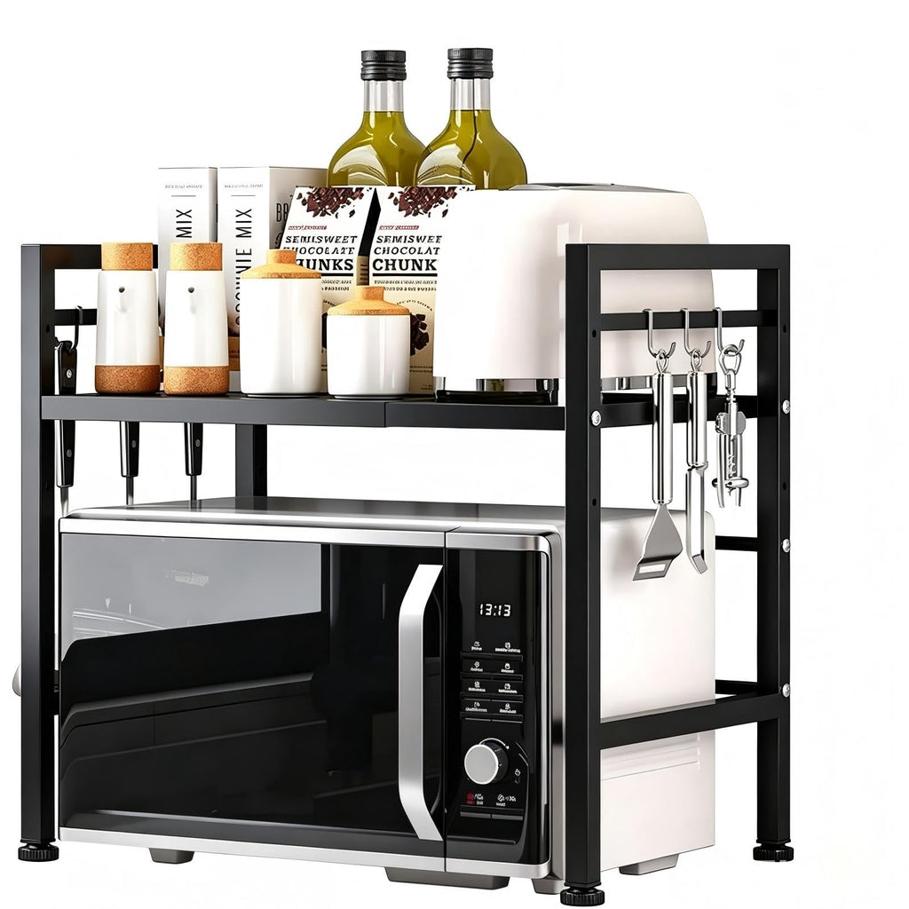 Multibao Expandable Microwave Rack Shelf, 2 Tier Oven Rack Stand Holder Kitchen Corner Shelf Desktop Printer Shelf Rack, Bakers Rack - image 1
