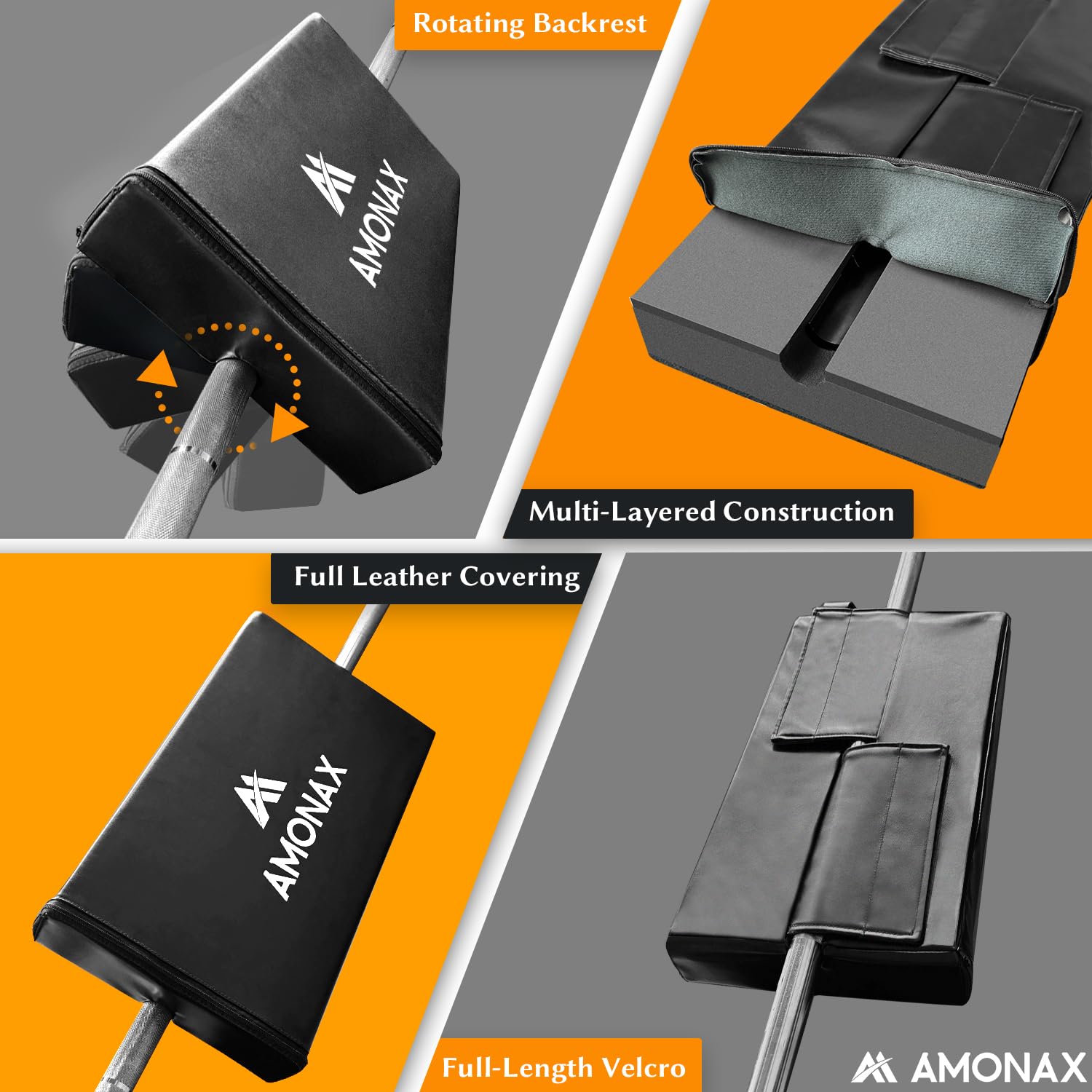 Amonax Hip Thrust Bench Back Pad - Extra Thick Foam Barbell Support