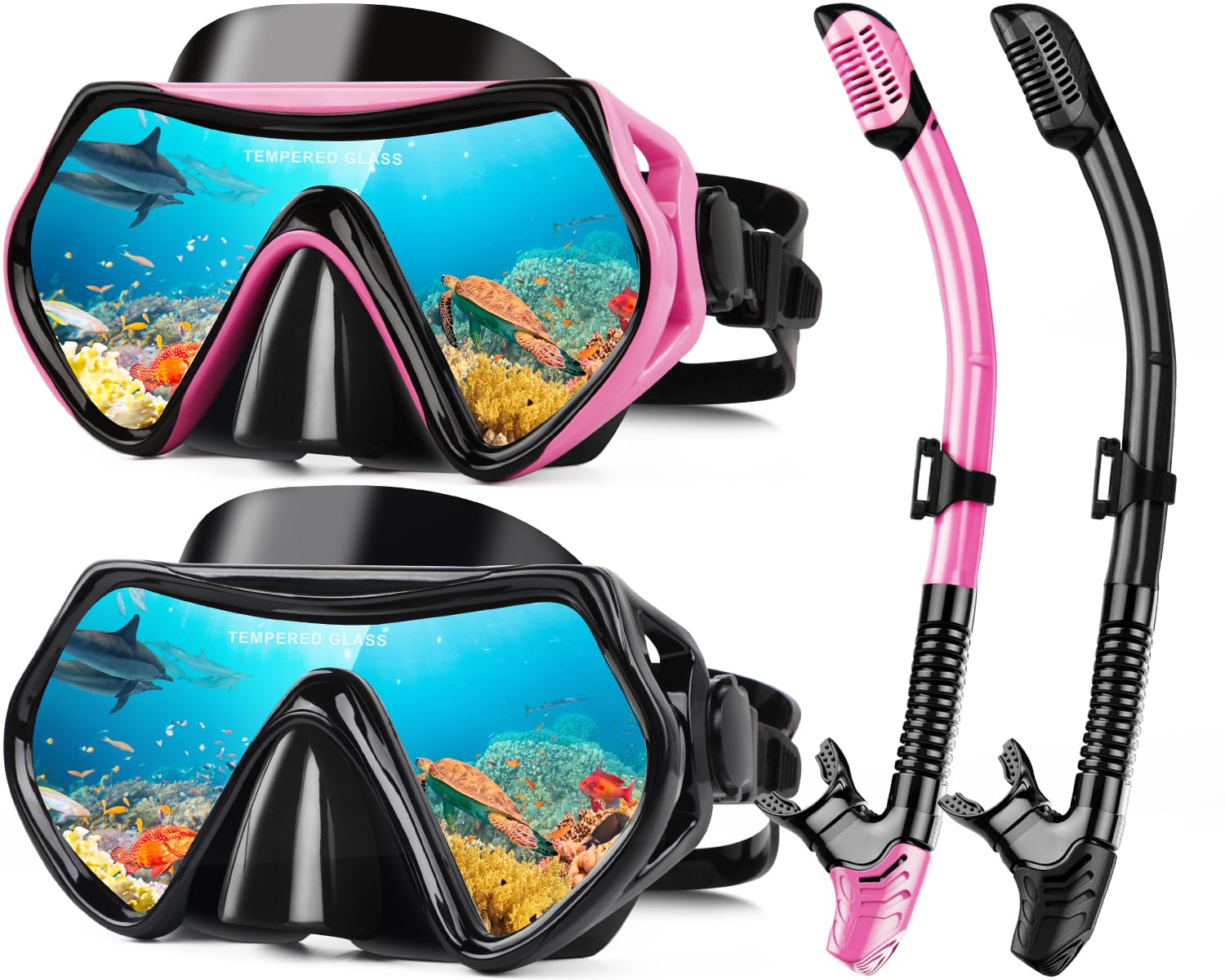 Hydomi Snorkel Set - 180° Panoramic Anti-Fog Mask with Dry Top Valve