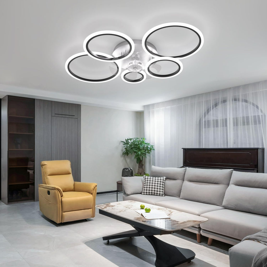 ycwdcz Modern Black Ceiling Fan with Light and Remote – Silent DC Motor