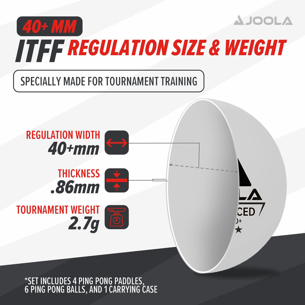 JOOLA Advanced Table Tennis Set – 4 ITTF Approved Paddles & 6 Balls