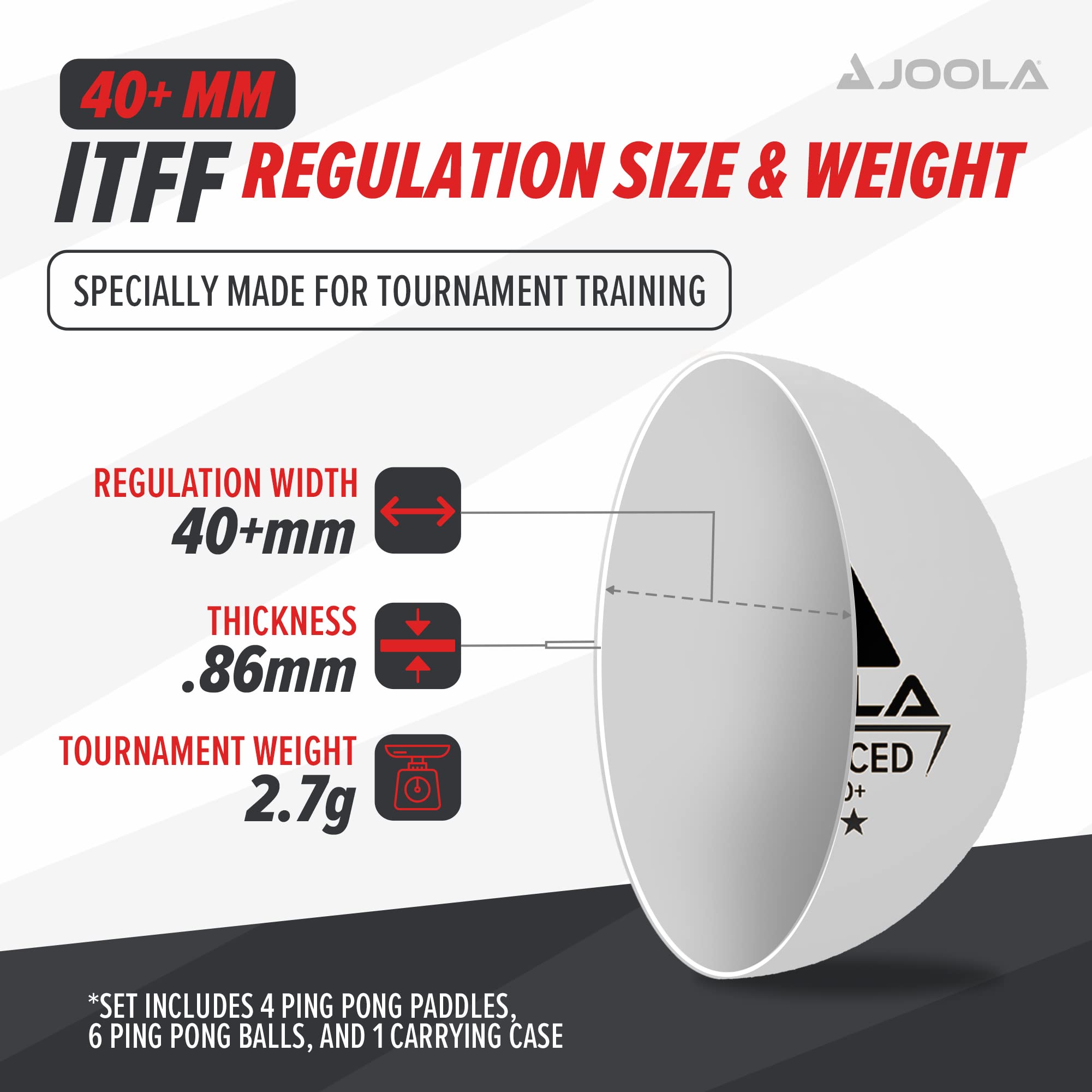 JOOLA Advanced Table Tennis Set – 4 ITTF Approved Paddles & 6 Balls