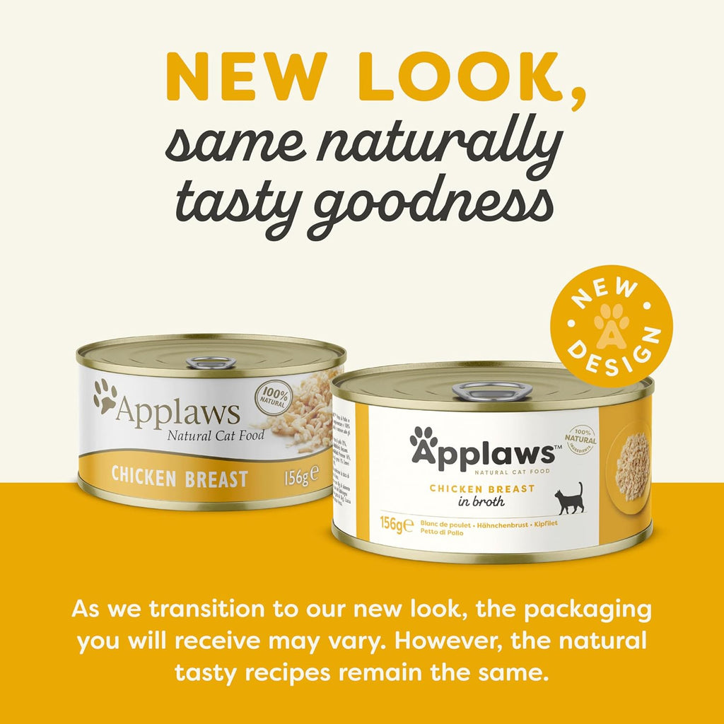Applaws Natural Wet Cat Food – Chicken Breast in Broth, 156g (24 Pack)