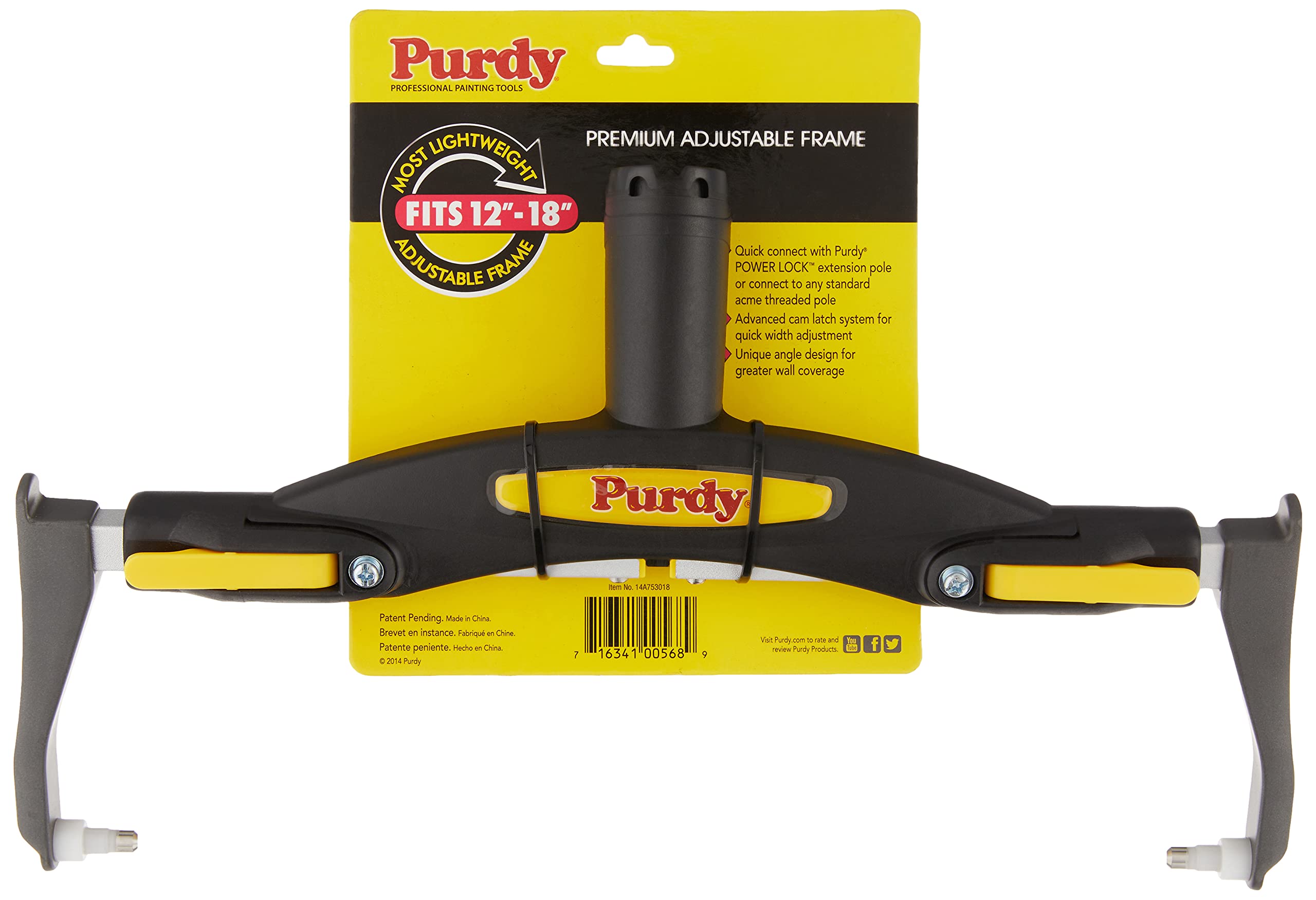 Purdy 753018 Adjustable Paint Roller Frame | 12-Inch to 18-Inch Tool
