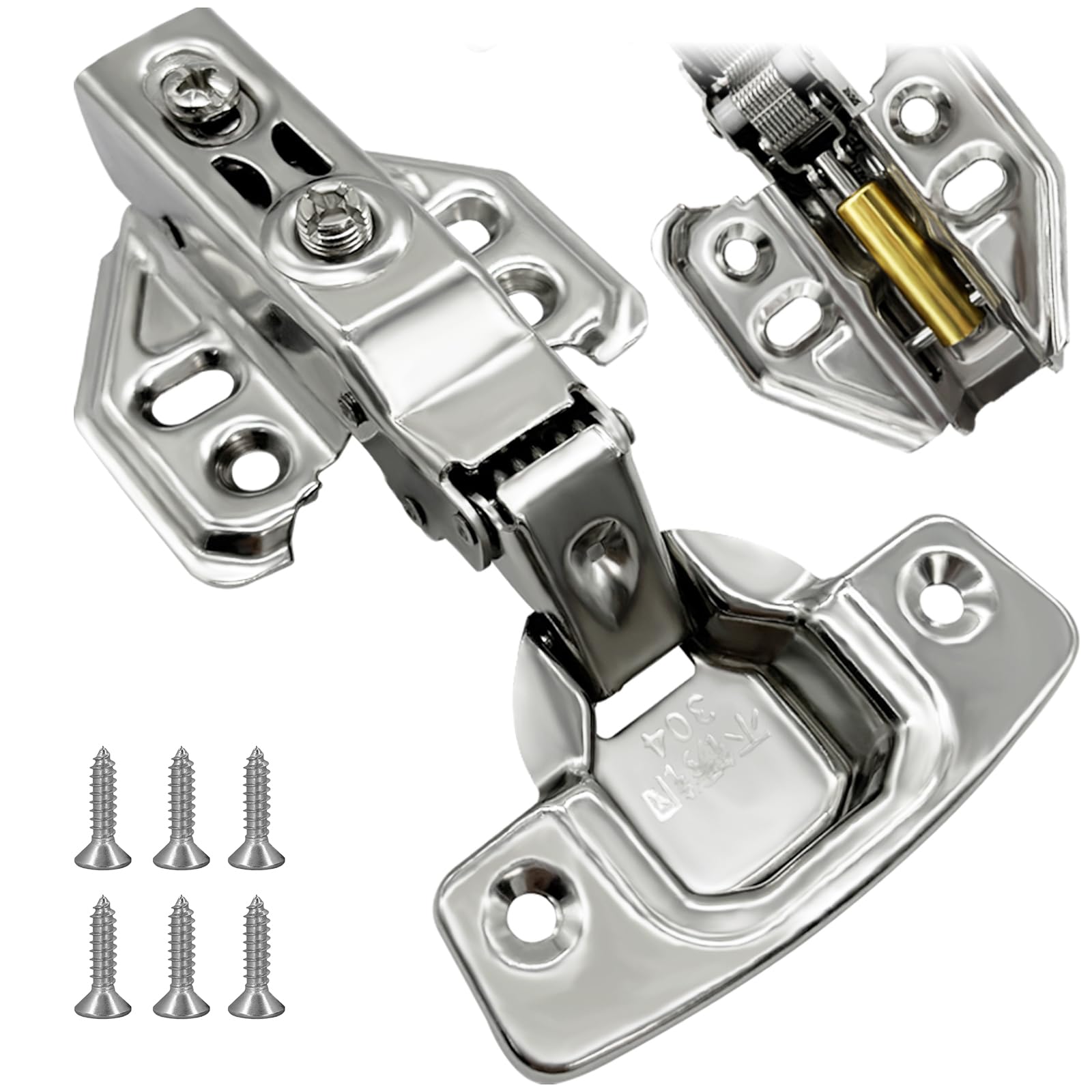 WAIZHIUA 12-Piece Soft Close Cabinet Hinges – Full Overlay Steel Hardware