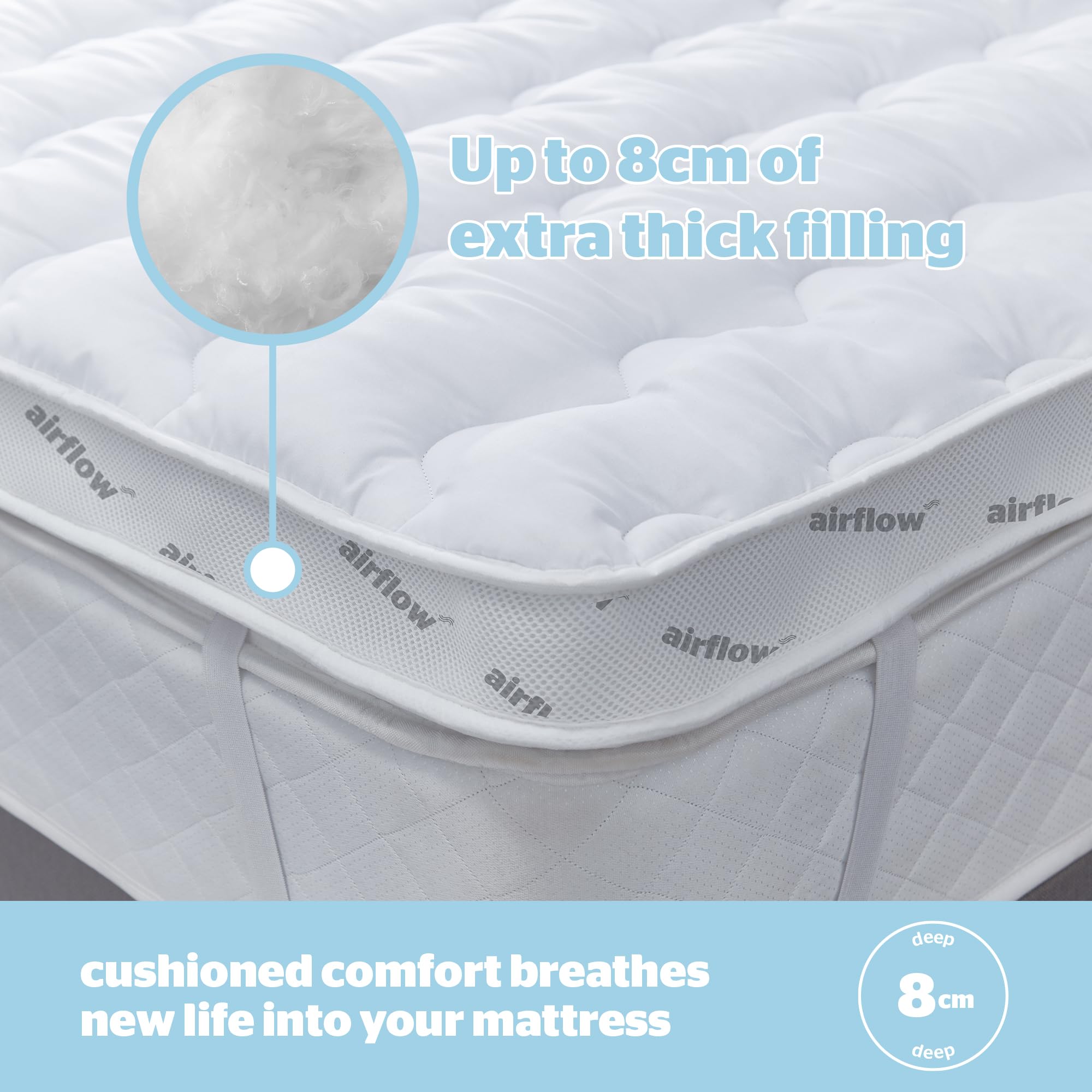 Silentnight Airflow 800 Single Mattress Topper – 8cm Thick Breathable Mesh