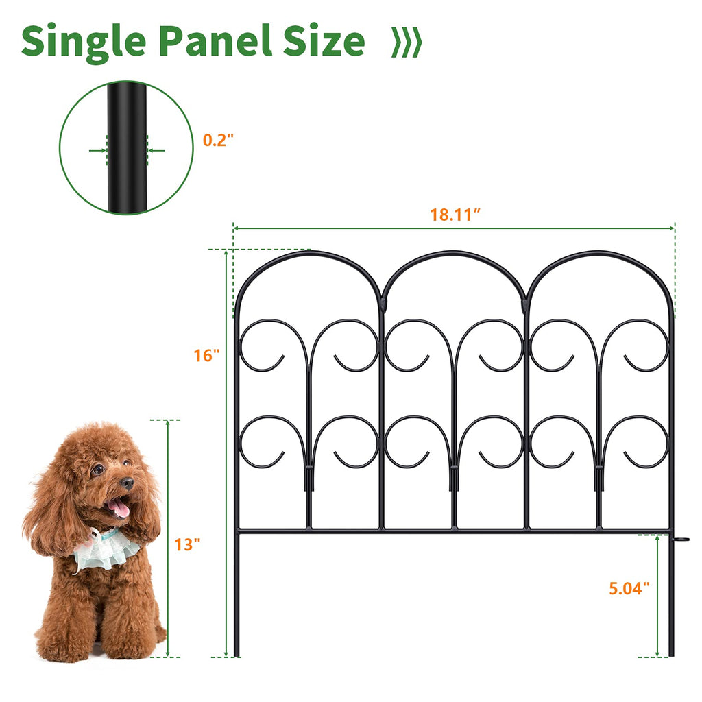 Thealyn Rustproof Wrought Iron Garden Fence - 5 Panels Landscape Edging