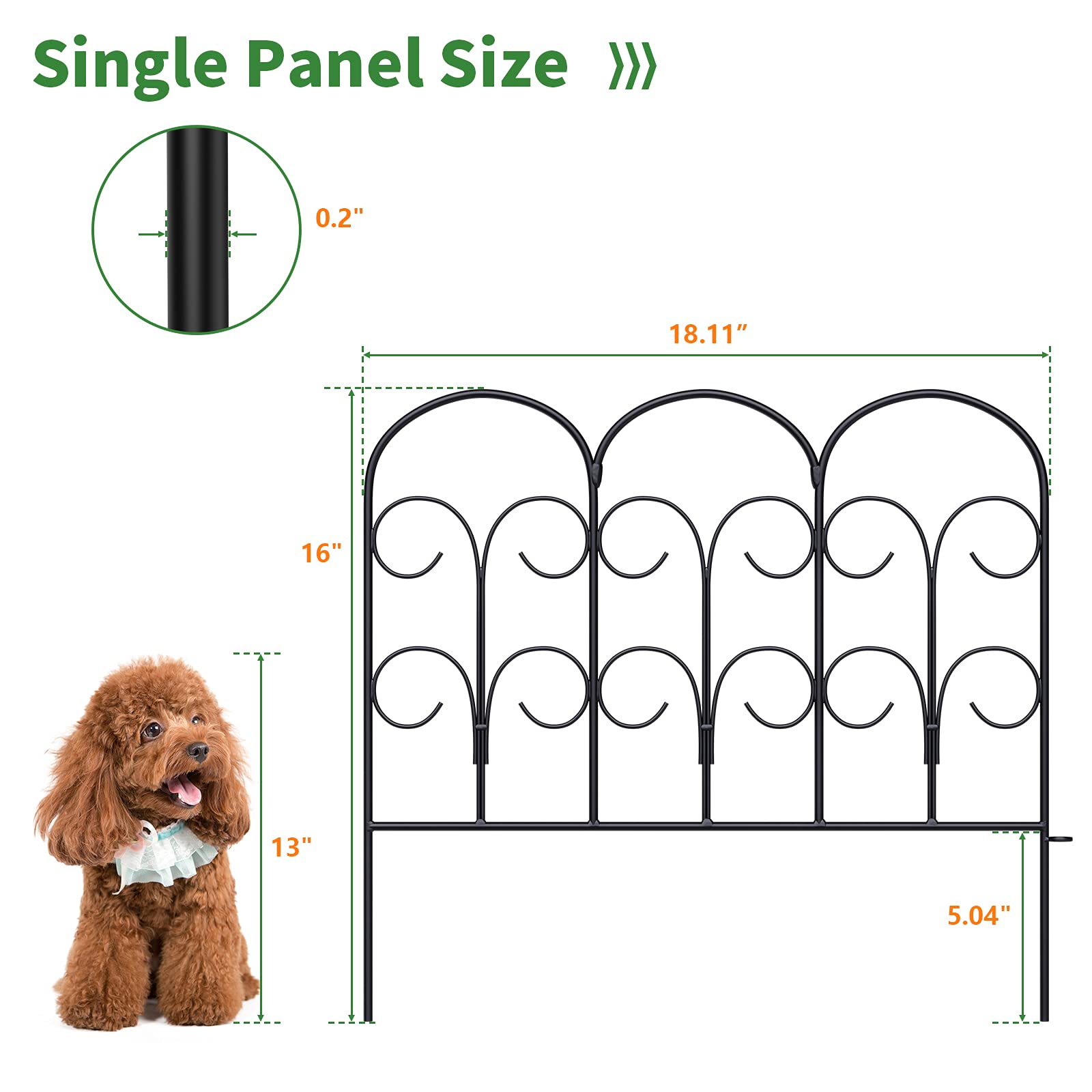 Thealyn Rustproof Wrought Iron Garden Fence - 5 Panels Landscape Edging